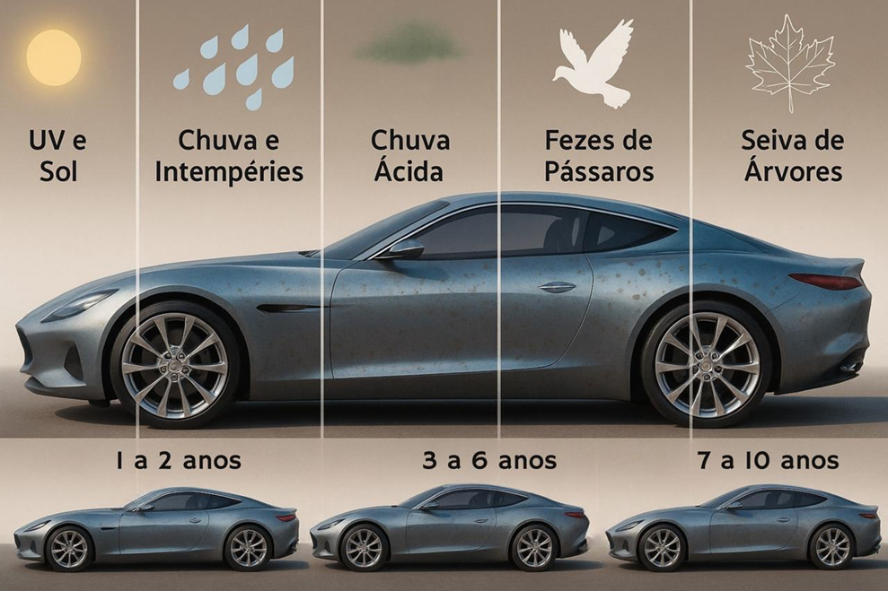 (Fatores de Degradação): Fatores que diminuem a vida útil e exigem manutenção do revestimento nano cerâmico
